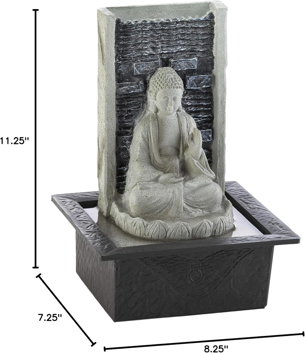 Zingz & Thingz Zen Collection Resin Tabletop LED Water Fountain, Four-Tier, 9.5x9.5x10