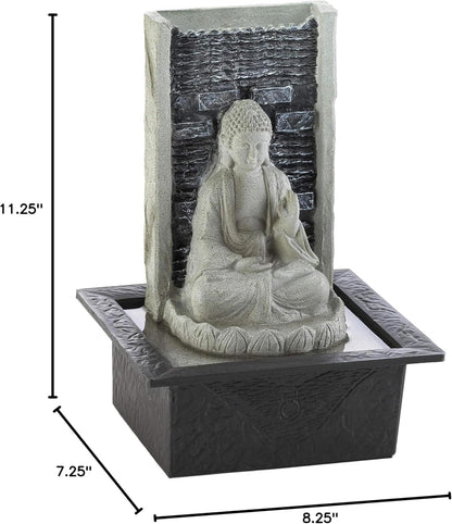 Zingz & Thingz Zen Collection Resin Tabletop LED Water Fountain, Four-Tier, 9.5x9.5x10