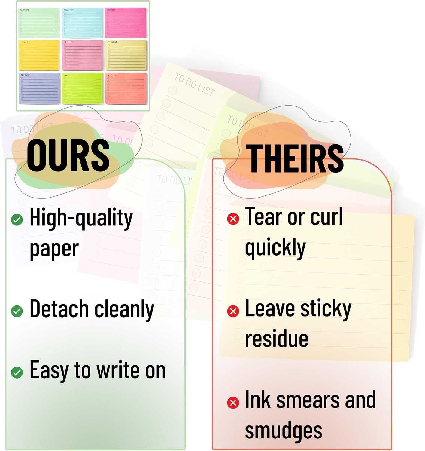 Mr. Pen- to Do List Sticky Notes, 3” x 5”, 9 Pads, 360 Sheets | Lined Checklist Sticky Pads with Smooth Writing, Easy Peel-Off, Thick Paper for Planning, Office, School & Daily Tasks