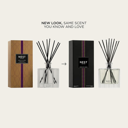 NEST New York Reed Diffuser, Bamboo - 5.9 fl oz - Fragrance for Up to 90 Days - Reusable, Refillable Glass Holder - Includes 8 All-Natural Reed Sticks - Flame Free