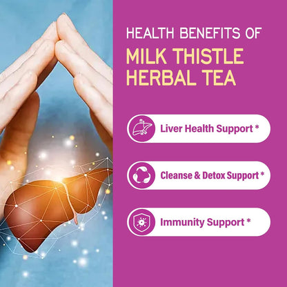 TisaFlor Milk Thistle (Cardo Mariano) Tea Bags for Liver Health, Detox & Immune Support, 5-in-1 Herbal Tea with Dandelion Licorice, Naturally Caffeine-Free - 50 Bags