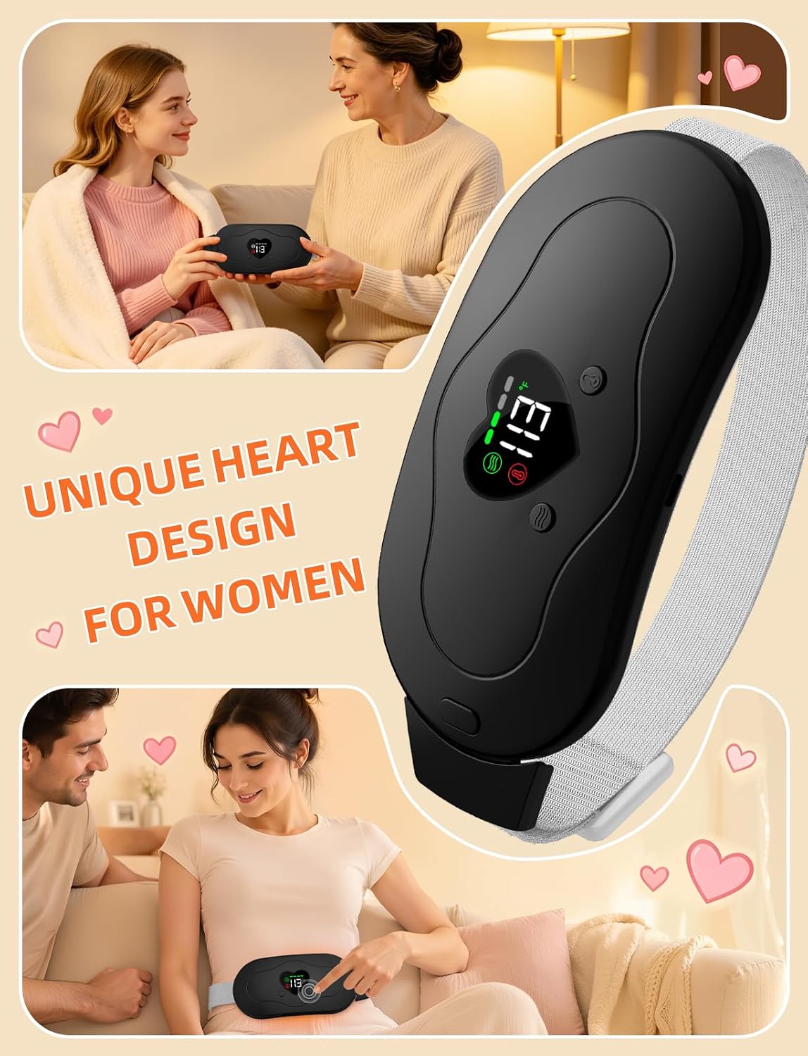 Glyduny Portable Heart Heating Pads, Electric Cordless Heat Pad