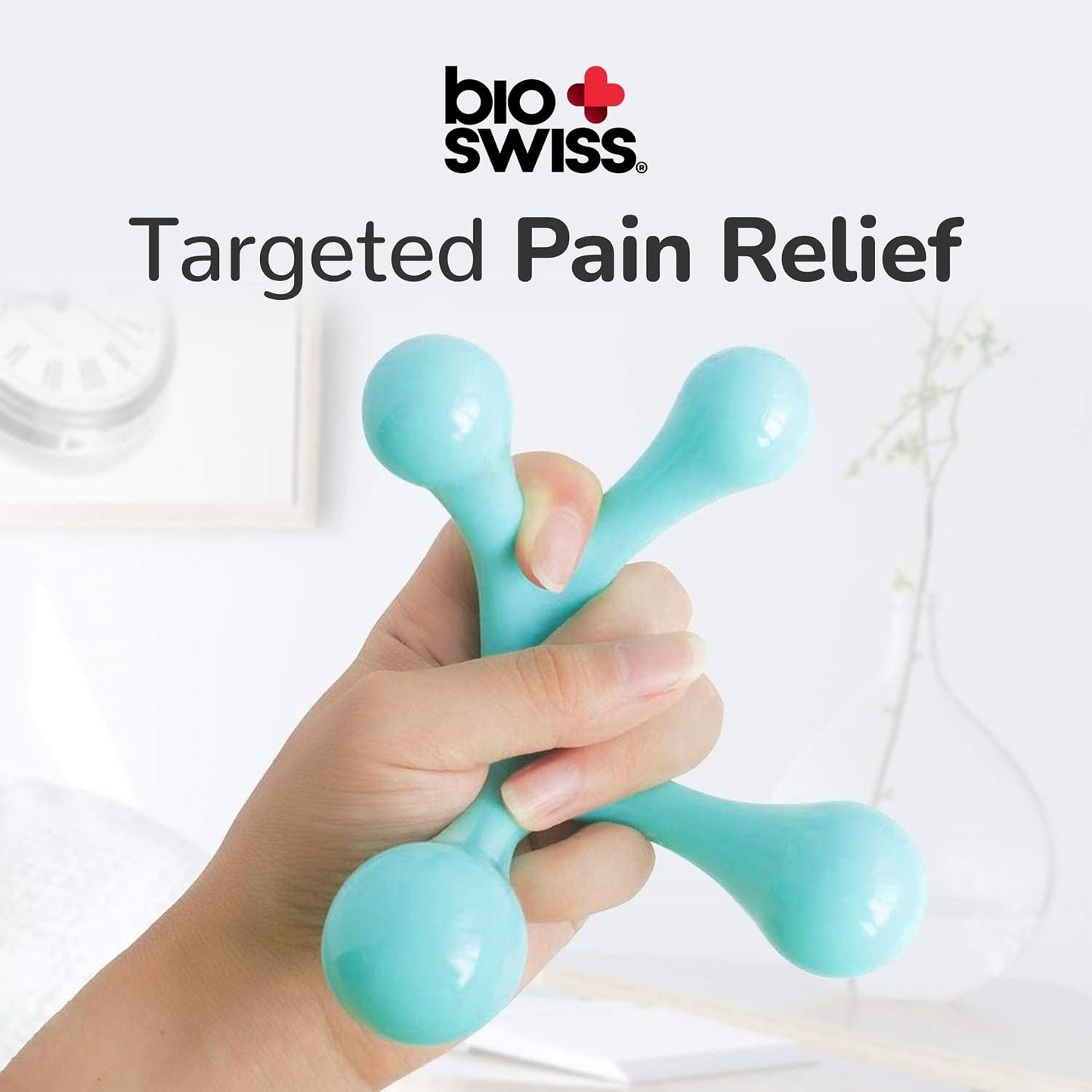BioSwiss Claw Massage Roller, Handheld Muscle Massager with 5 Rotating Heads for Back, Legs, and Shoulder