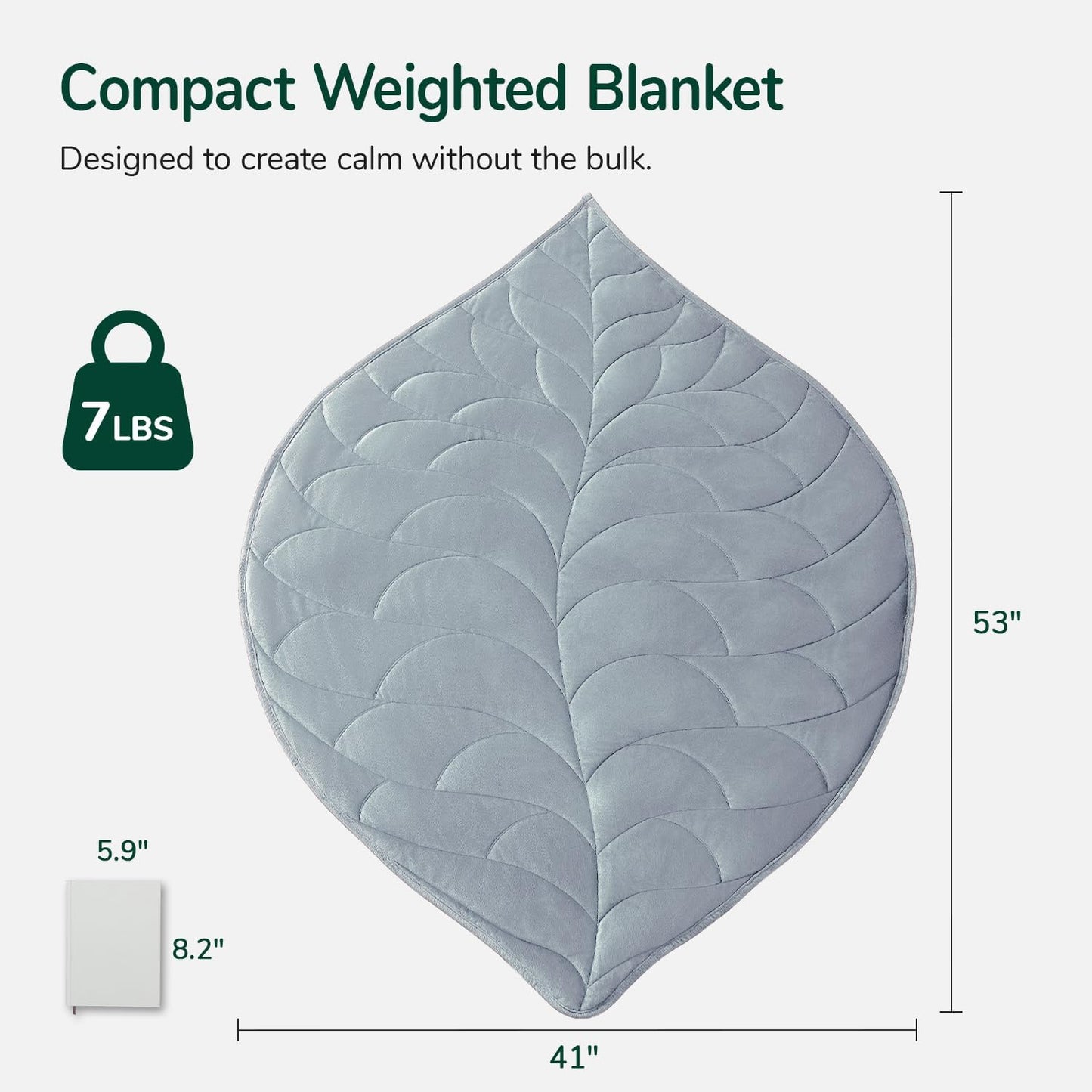 Kaisa Weighted Lap Blanket 7 lbs 41" x 53", Cozy Luxury Crystal Velvet Small Weighted Blanket for Adults, Portable Travel Weighted Blanket for Relaxation, All-Season Blanket, Machine Washable, Green