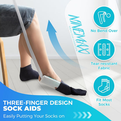 Sock Aid for Seniors, No Bending Sock Helper Device for Putting On Socks