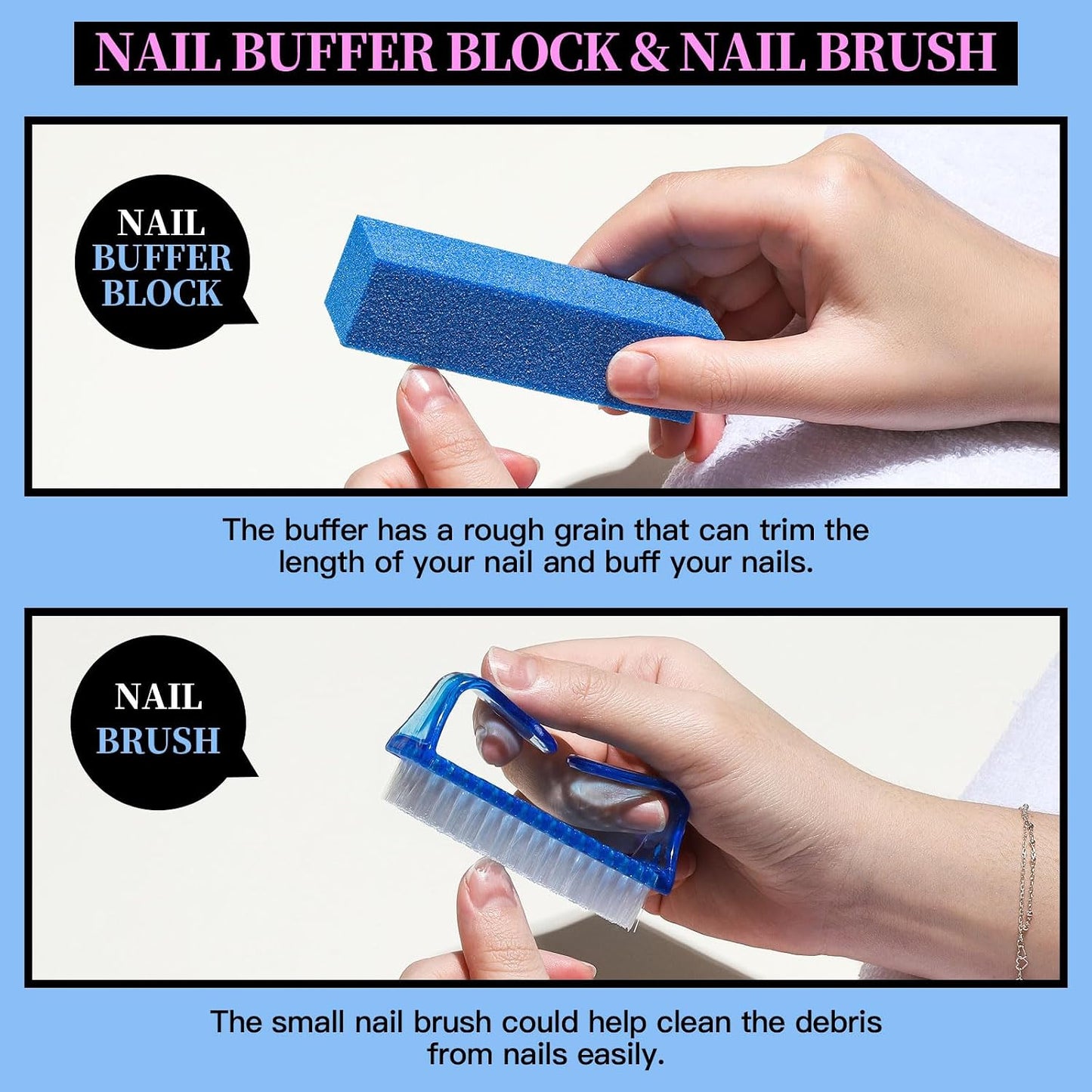 FANDAMEI Nail Care Kit, Nail Files 100/180, Nail Buffer Block, Cuticle Nippers, Cuticle Trimmer, Cuticle Pusher, Nail Tools, Nail Kit, Pedicure & Manicure Tools, Nail Prep Kit, Manicure Kit for Women