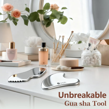 304 Stainless Steel Gua Sha Facial Tools Lymphatic Drainage Gift | Jawline Sculpting, Facial Tightening, Face Contouring, Wrinkle Reduction, Gift for Her, Skin Care, Cooling Therapy