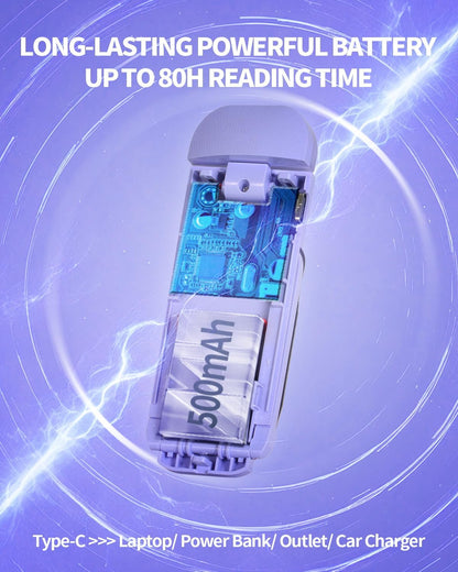 HEMONNKAM Book Reading Light, Rechargeable Clip on Booklight, Eye Caring 3 Color Temperatures & 5 Brightness Levels, Night Use for Bed, Long Lasting, Reading at Night in Bed, Purple