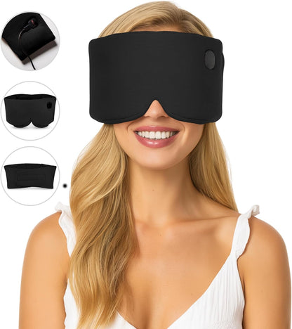 Heated Eye Mask – Cordless Electric Warm Eye Compress for Dry Eyes, Stye & Eye Strain Relief – 4 Heat Settings, Rechargeable, Light-Blocking, Blackout, Washable Cover (Sunset Rose)