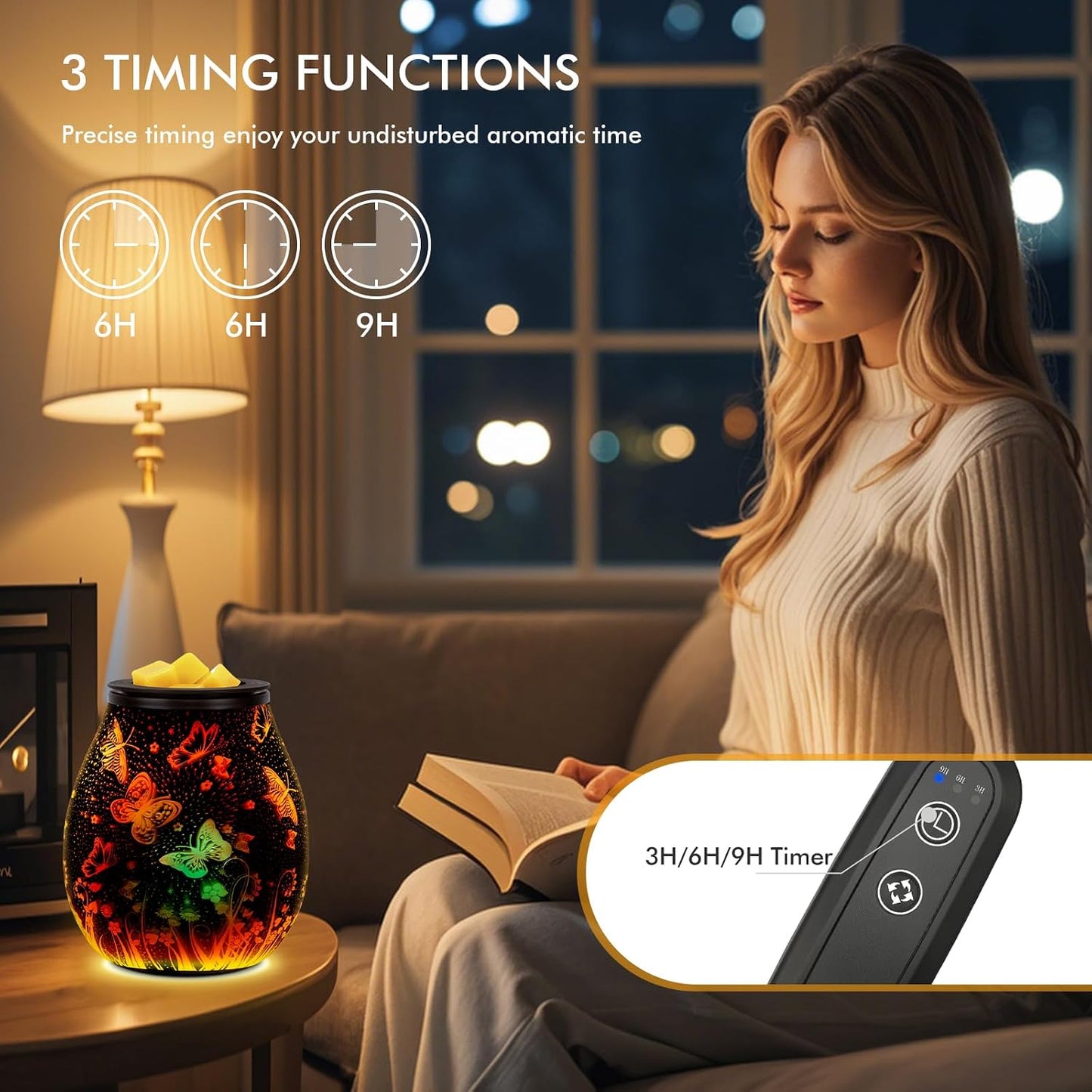 Wax Melt Warmer for Scented Wax- Glass Wax Melter for Home Fragrance with Removable Tray, Essential Oil Warmer Wax Cubes Burner Aroma Night Light for Home Office Bedroom Decor Gifts for Women