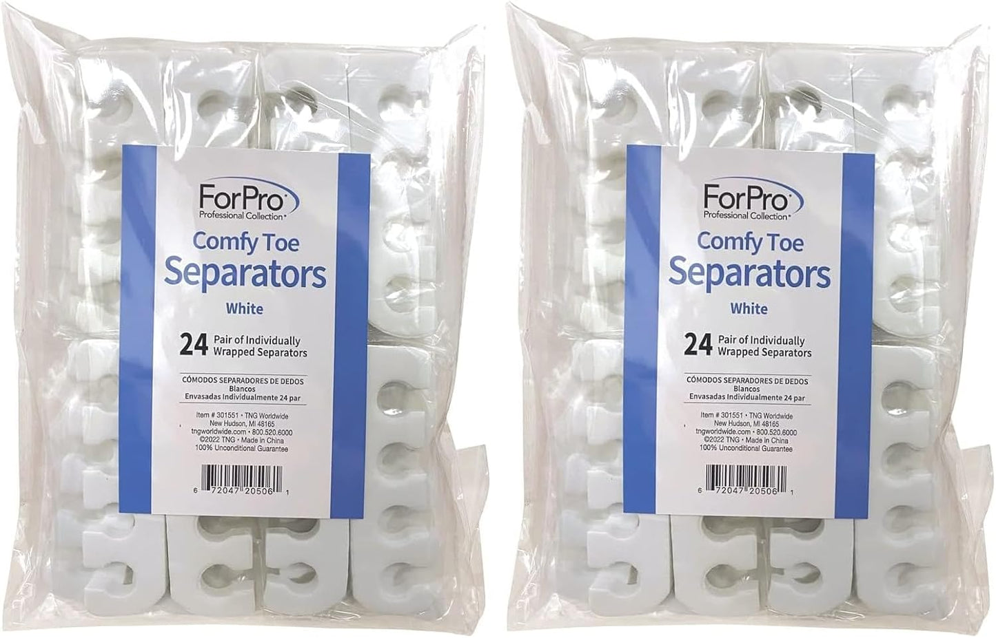 ForPro Professional Collection Comfy Toe Separators, White, Pedicure, 1" W x 3.5" L, 100-Pairs