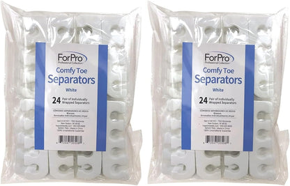 ForPro Professional Collection Comfy Toe Separators, White, Pedicure, 1" W x 3.5" L, 100-Pairs