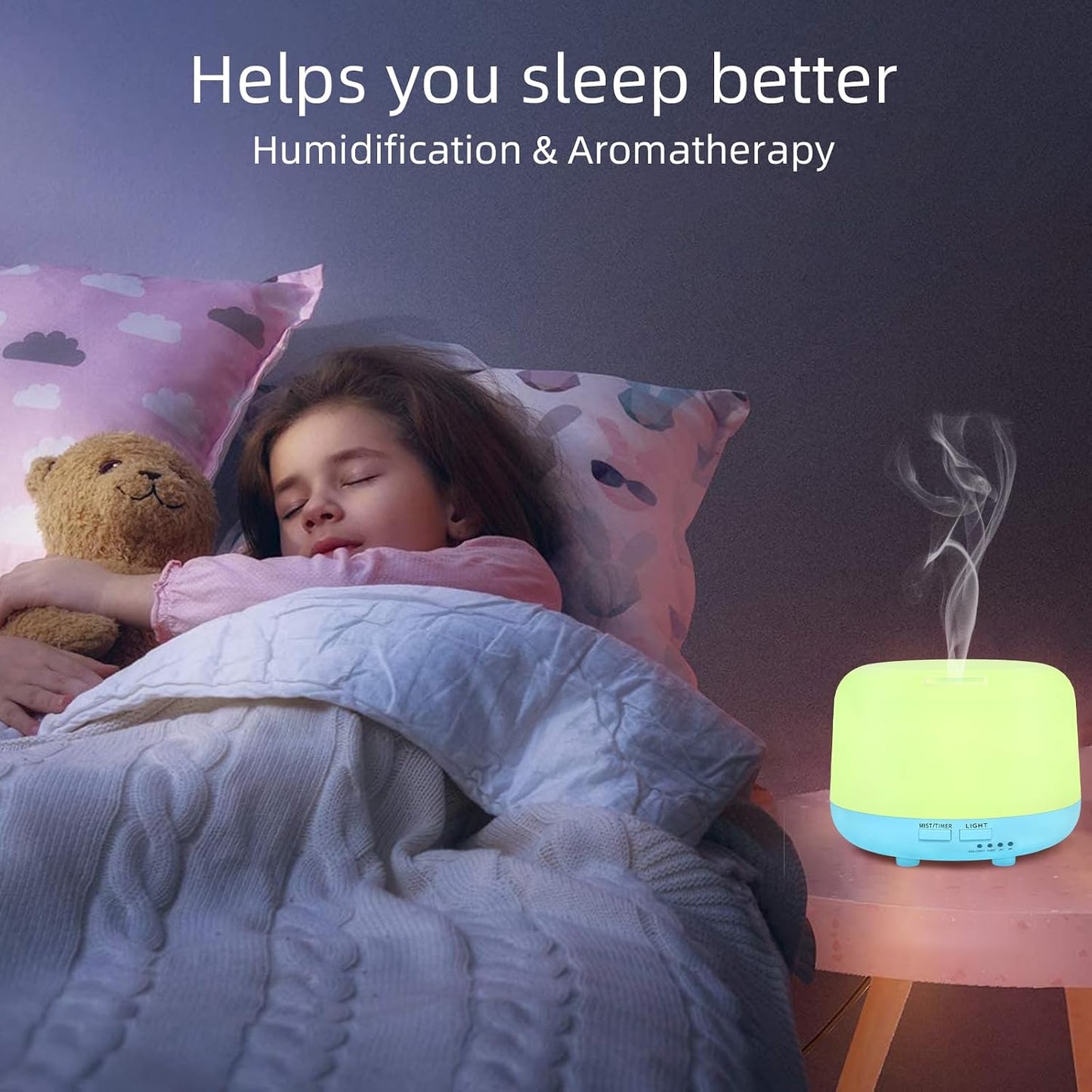 300ML Essential Oil Diffuser, Remote Control Ultrasonic Aromatherapy Oil Diffusers Cool Mist Humidifier, Waterless Auto-Off and 7 LED Light Colors for Bedroom, Yoga, SPA, Baby