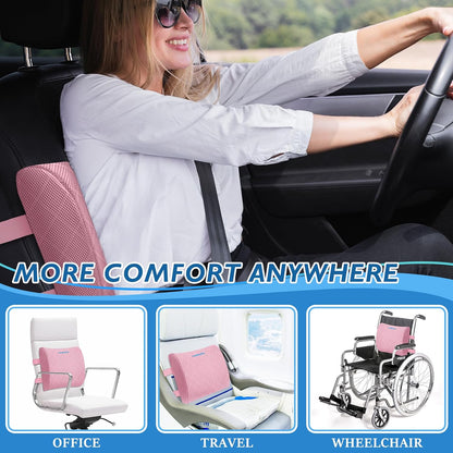 Lumbar Support Pillow for Office Chair Back Support Lumbar Pillow for Car, Gaming, Office Chair - Improve Sitting Posture & Back Pain Relief, Memory Foam, Adjustable Straps, Grey