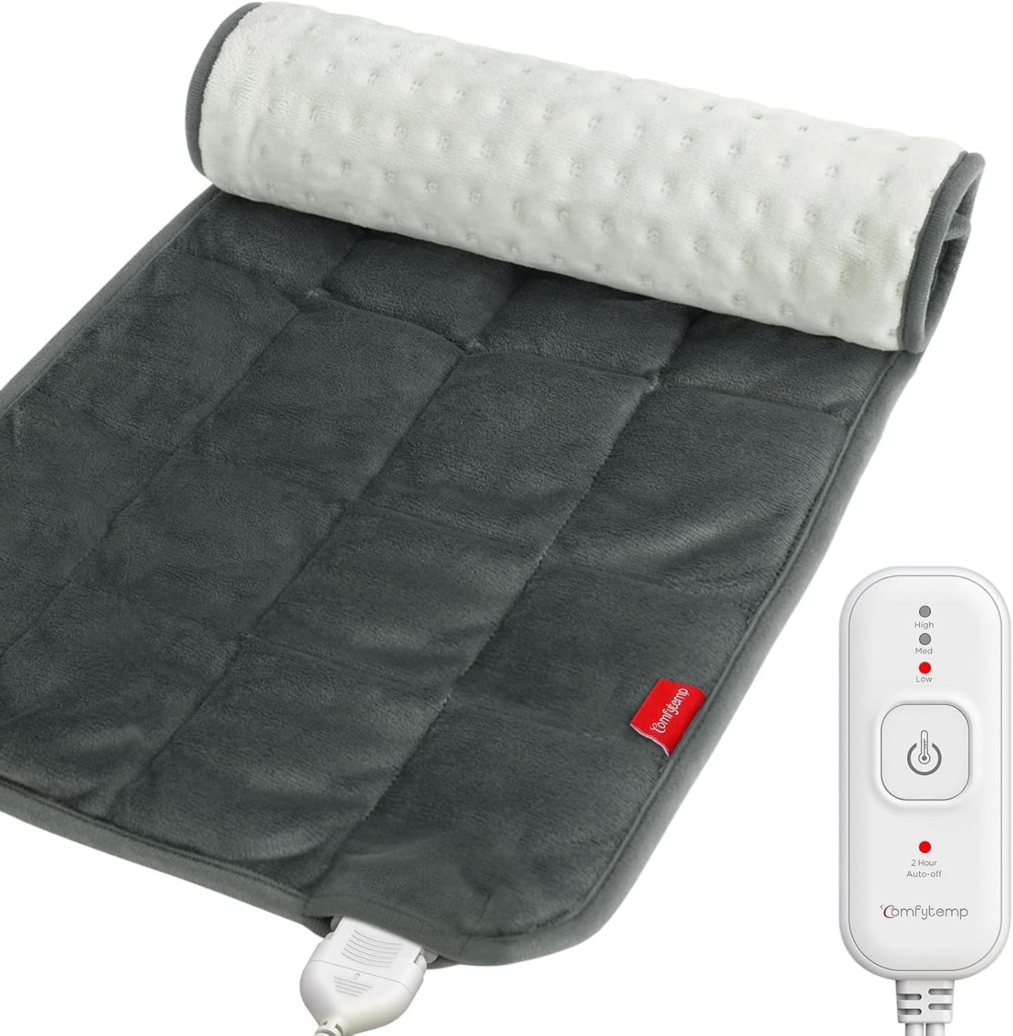 Comfytemp Weighted Heating Pad for Back & Period, FSA Eligible Electric Heat Pad, Birthday Gift for Women Men Mom Dad & Father Day Gifts, 2.2 lb HSA Neck Shoulder Heated Pad, 2H Auto-Off, 12x24, Blue