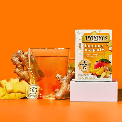Twinings Superblends Sleep+ Herbal Tea with 1mg Melatonin Camomile, Cinnamon & Vanilla, Naturally Caffeine-Free, 16 Tea Bags (Pack of 1), Enjoy Hot or Iced