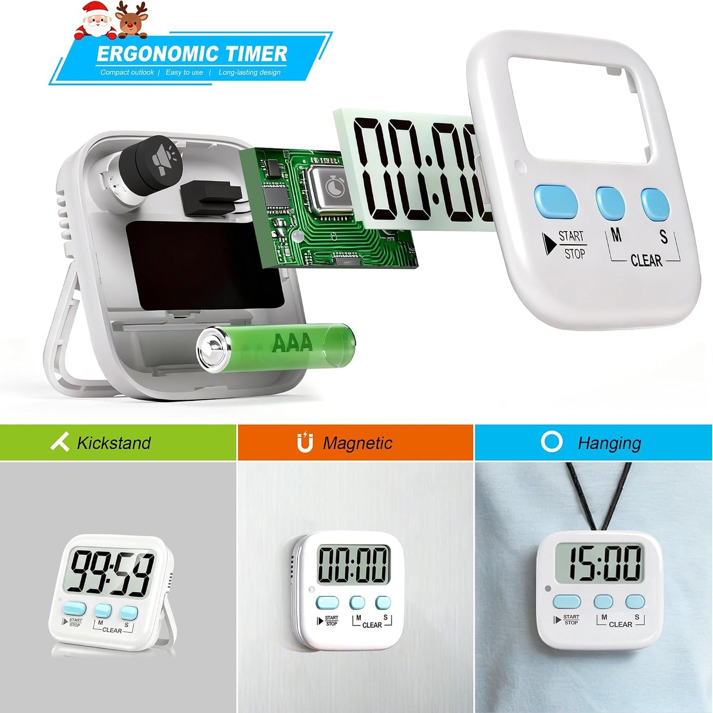 Antonki 2 Pack Digital Timer for Kids Classroom Kitchen Timers for Cooking