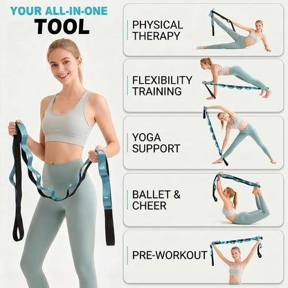 Acozycoo Stretching Strap with Loops for Physical Therapy,Yoga Strap for Stretching,Home Workout,Pilate & Flexibility Training,Non-Elastic Exercise Stretch Band for Hamstring,Leg Stretcher Belt,Flexibility Fascia
