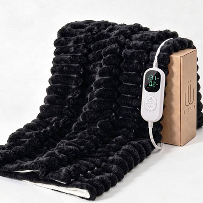 IUUI Heated Throw Blanket, Ultrasoft 3D Striped Heating Blanket with 6 Heat Levels & 1-10H Auto Off Timer, Overheat Protection, Detachable Controller Machine Washable(Cream, Throw 50" x 60")