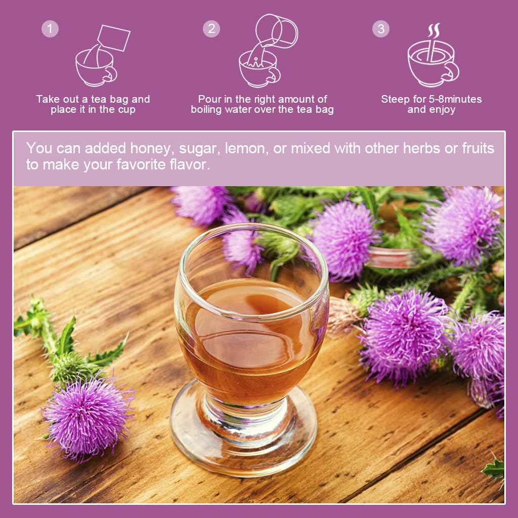Dandelion Root with Milk Thistle Tea - Organic Dandelion Root and Milk Thistle Tea bags for Liver Cleanse, Antioxidant and Immune Support, Caffeine Free - 30 Tea Bags