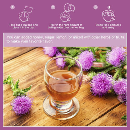 Dandelion Root with Milk Thistle Tea - Organic Dandelion Root and Milk Thistle Tea bags for Liver Cleanse, Antioxidant and Immune Support, Caffeine Free - 30 Tea Bags