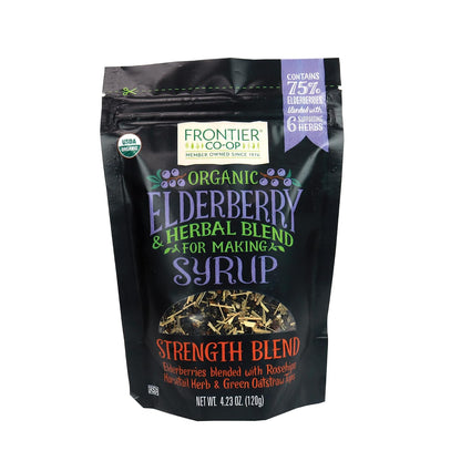 Frontier Co-op Organic Elderberry, 4.23 Ounce Bag | Dried Elderberries for Preparing Syrup | Kosher | Perfect for Tea and Herbal Blends