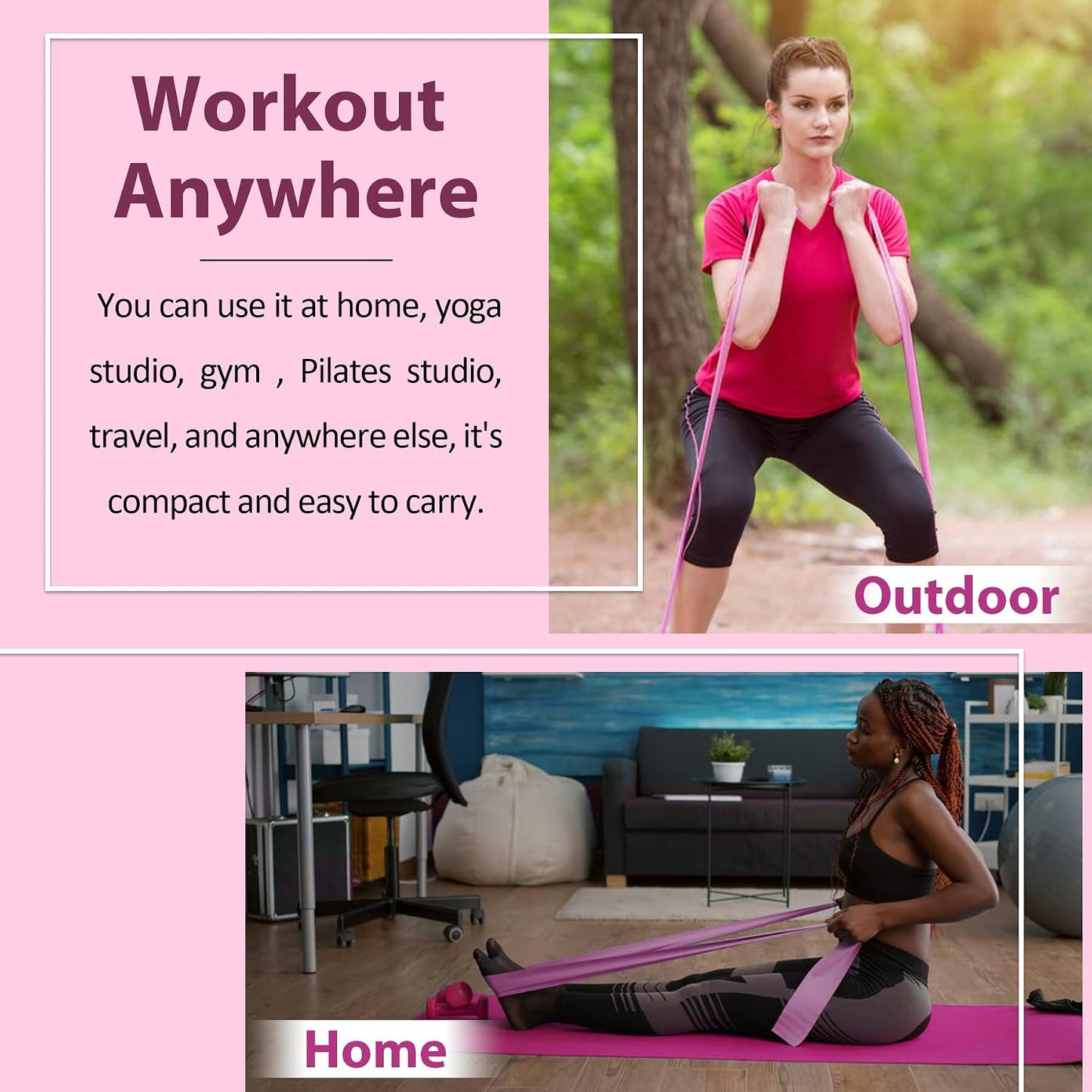 Resistance Bands for Physical Therapy, Bands for Working Out, Latex Free Elastic and Exercise Bands Set for Stretching, Suitable for Rehab, Yoga, Pilates, Gym, Home Exercise