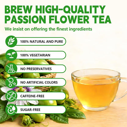Passion Flowers Tea Bags-120 Teabags, 2g/Bag, Made with 100% Natural Passion Flowers. Caffeine-Free | Sugar-Free | Gluten-Free | Vegan. Eco-Friendly Tea Bags