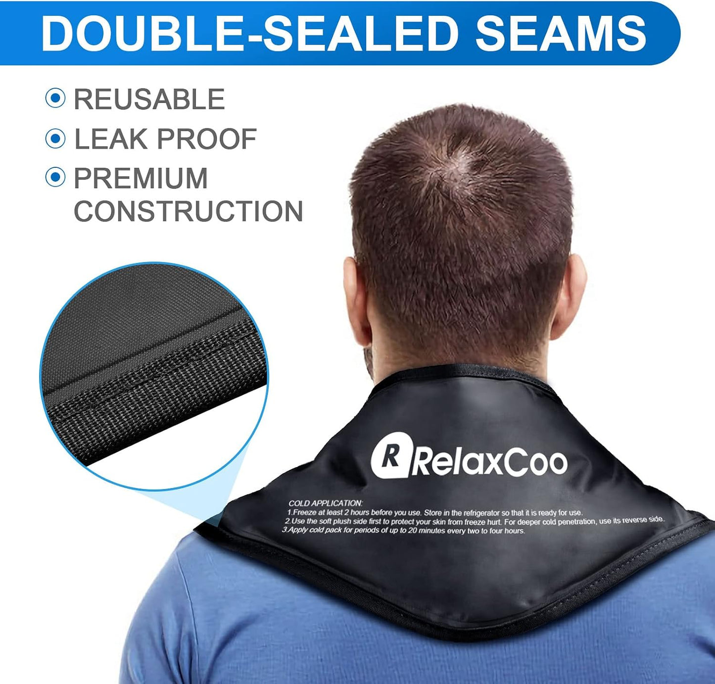 RelaxCoo Neck Ice Pack Wrap, Reusable Gel Ice Pack for Neck Shoulders, Cold Compress Therapy for Pain Relief, Injuries, Swelling, Bruises, Sprains, Inflammation and Cervical Surgery Recovery
