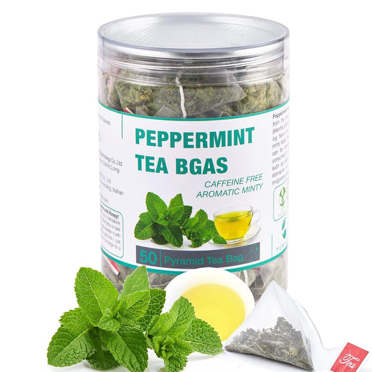 50 Peppermint Tea Bags, Herbal Mint Tea Bags, Dried Peppermint Leaves, Caffeine-Free