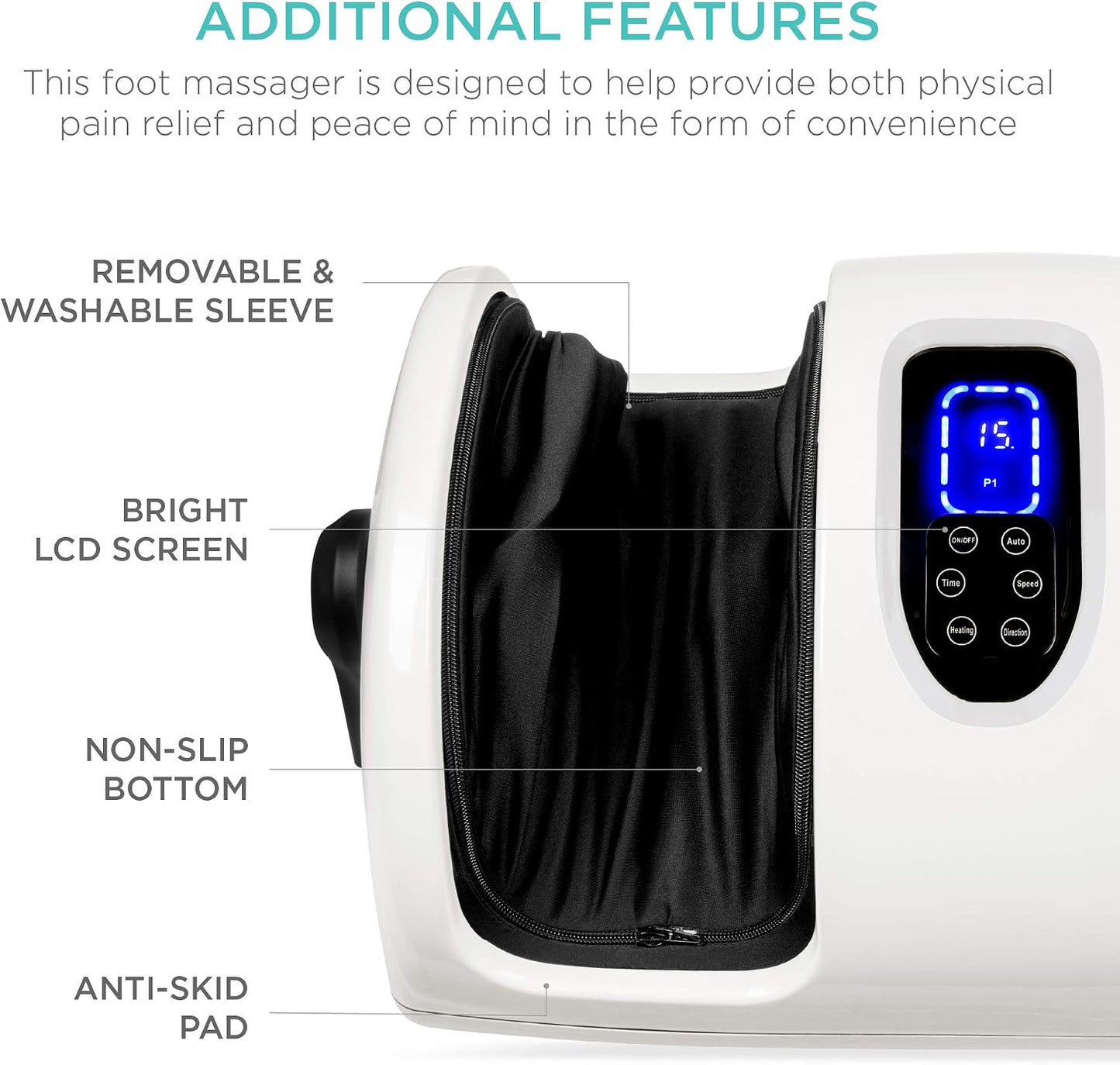 Best Choice Products Shiatsu Foot Massager with Heat for Plantar Fasciitis & Neuropathy, Kneading Foot & Calf Massager with Remote, 360° Adjustable Handle, Rolling & Compression Massage - Satin Black