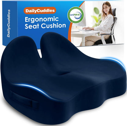 Seat Cushion, Chair Cushions for Office Chairs/Desk Seats/Wheelchair - Hip&Sciatica&Tailbone Pain Relief Memory Foam Office Chair Cushion for Long Sitting Office Workers, Black
