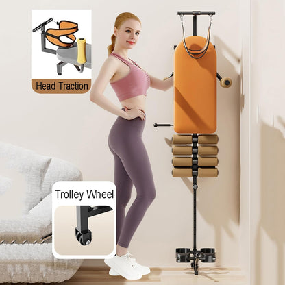 Massage Traction Bed Table, Cervical Lumber Spine Back Stretcher Traction Bed for Tension Relief, Back Decompression- Up to 287 lbs Weight Capacity, Adjustable Length from 55 to 73 inches (Brown)