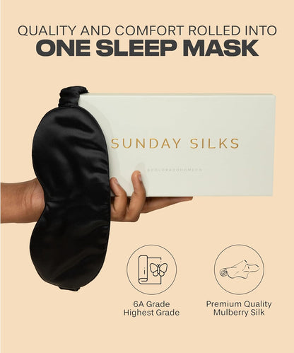 SUNDAYSILKS™ | Adjustable Silk Sleep Mask for Side Sleeper | Cloud-Like Comfort, Weighted for Deep Sleep | Soft Sleep Face Mask for Women & Men, Full Blackout, Cooling Silk Eye Mask for Sleeping