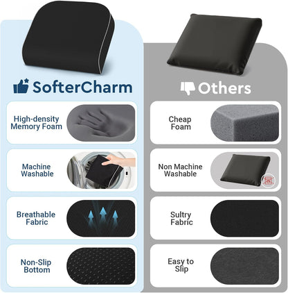 Seat Cushion, Memory Foam Office Chair Cushions for Long Sitting Hours, Chair Pad for Sciatica, Coccyx, Tailbone, Hip Pain & Pressure Relief, Office, Home, Car Seats, Airplane, Black/Large