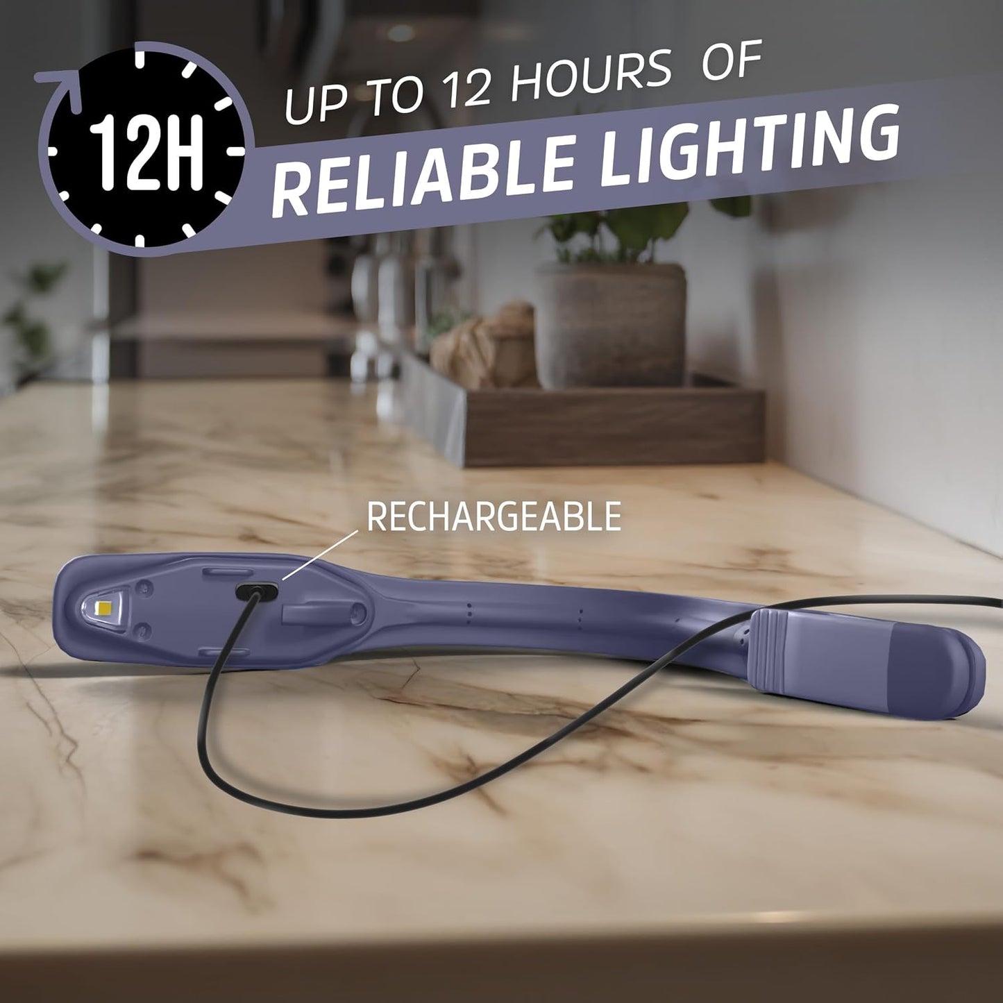 Energizer Flex-R LED Rechargeable Book Light for Reading in Bed, Reading Light with Warm LED Color, Long-Lasting and Lightweight,Blue