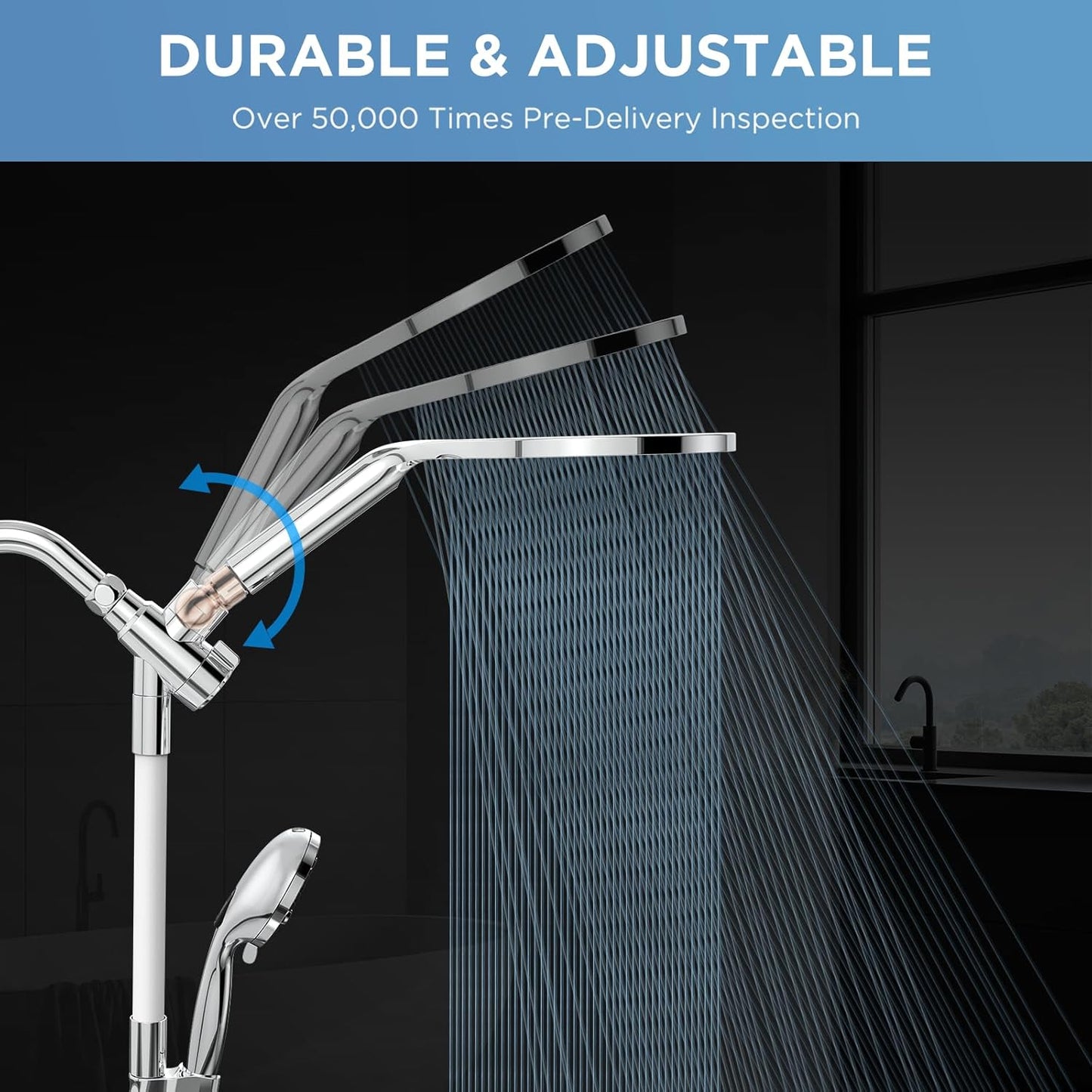 MakeFit Dual Filtered Rain Shower Head Combo, High Pressure Handheld Shower Head with Adjustable Bar - Rainfall Shower Head And Showerhead with Filter for Hard Water - Removes Chlorine