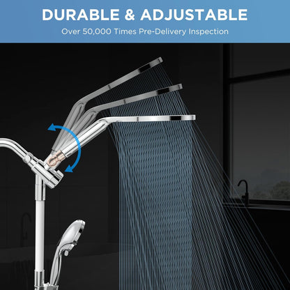 MakeFit Dual Filtered Rain Shower Head Combo, High Pressure Handheld Shower Head with Adjustable Bar - Rainfall Shower Head And Showerhead with Filter for Hard Water - Removes Chlorine