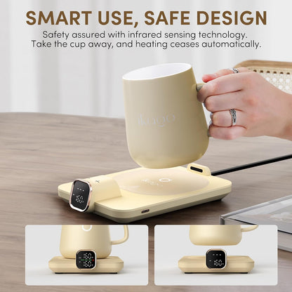 Coffee Cup Warmer & iKago Mug Set, 1℉ Precise Temp Control Mug Warmer
