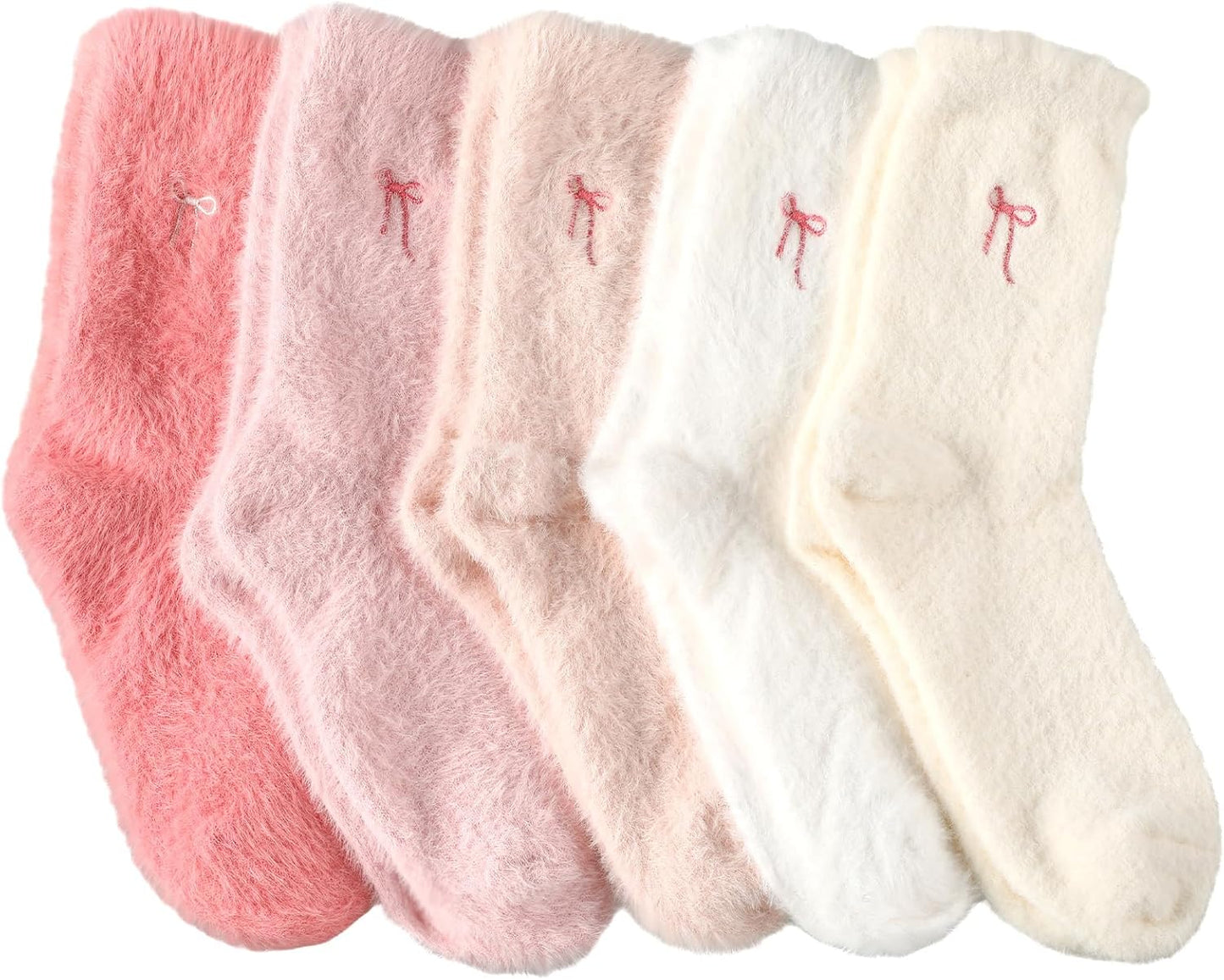 Geyoga 5 Pairs Fuzzy Socks for Women Cozy Spa Slipper Socks Coquette Preppy Stuff Soft Fluffy Home Sleeping Birthday Gift