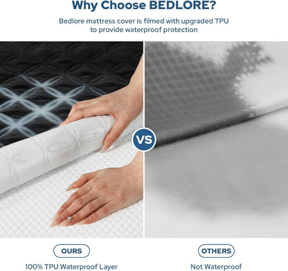 2 Pack Waterproof Mattress Protector, Queen Size Mattress Pad Noiseless with Deep Pocket Fitted for 6"-18", Soft Breathable Dirt-Proof Bed Mattress Cover Washable for Home, Bedroom, Hotel (Gray)