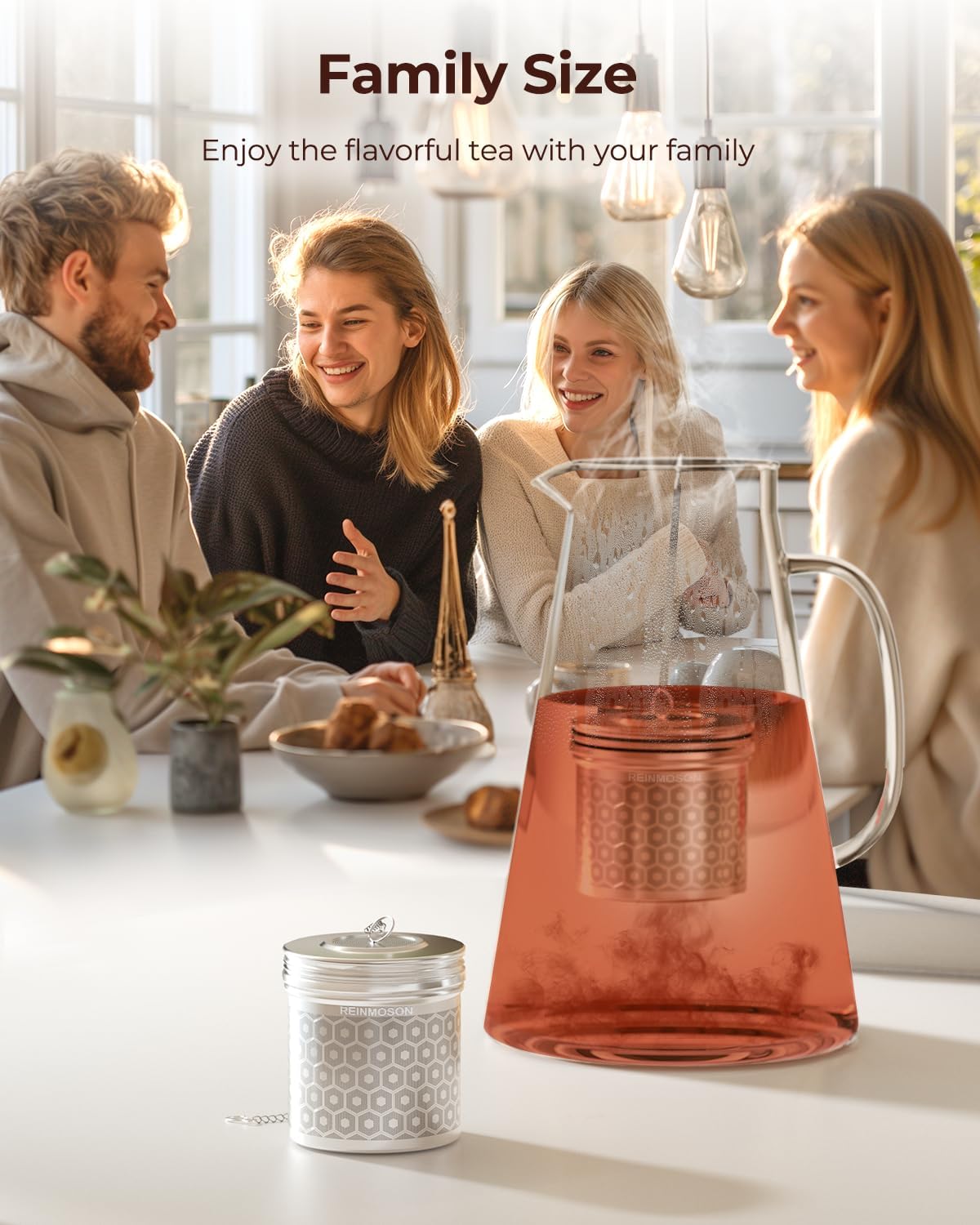 Reinmoson Large Tea Infuser for Loose Tea & Spice Infuser for Cooking, Extra Fine Mesh Tea Strainers, 304 Stainless Steel Loose Leaf Tea Steeper for Black Tea, Rooibos, etc