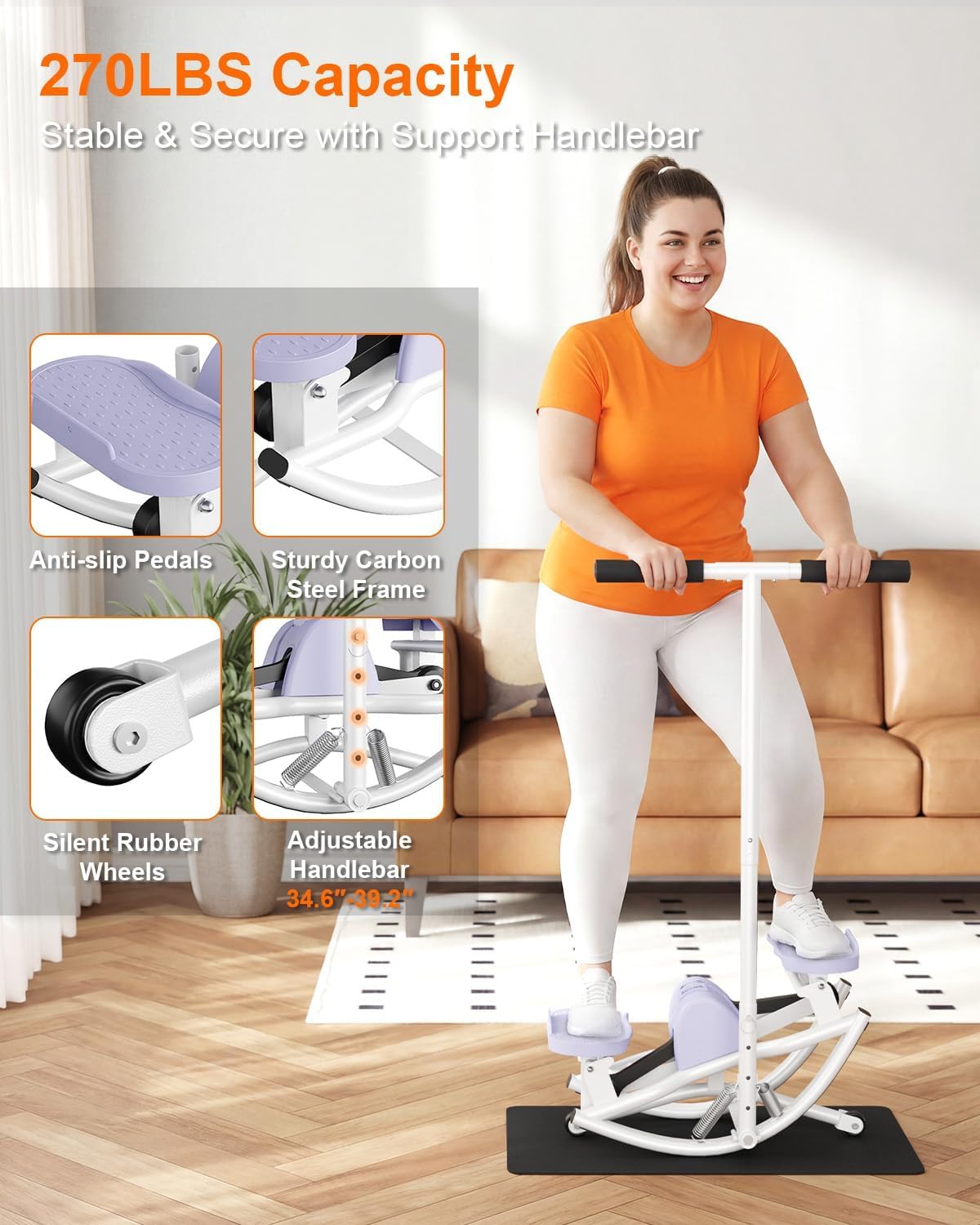 Rocking Steppers for Exercise at Home, Rocker Stepper Side to Side with Resistance Bands & Handlebar for Full Body Workout, Low-Impact Lateral Stepper Exercise Machine with Digital Monitor