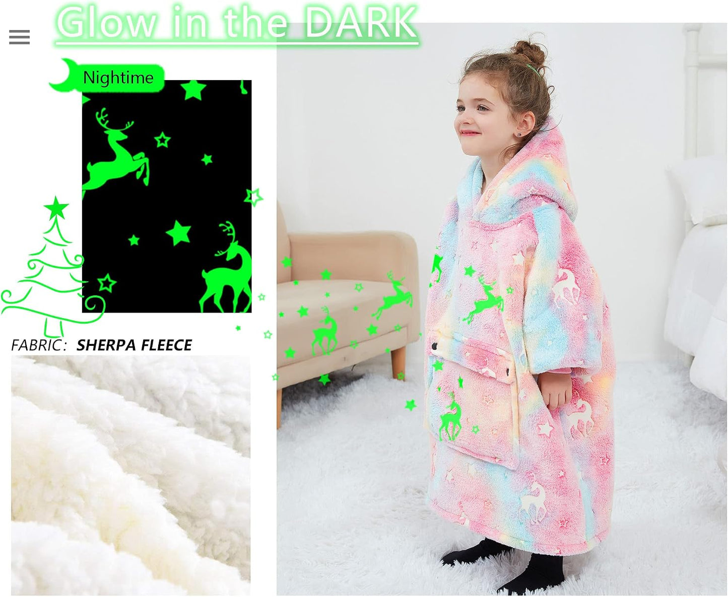 KFUBUO Wearable Blanket Hoodie for Adults Sherpa All Patterns Cat Oversized Sweatshirt Blanket with Pockets for Women