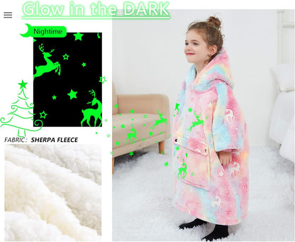 KFUBUO Wearable Blanket Hoodie for Adults Sherpa All Patterns Cat Oversized Sweatshirt Blanket with Pockets for Women