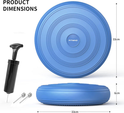 Inflated Wobble Cushion,Circular Non-slip Texture for Comfortable Sitting,Extra Thick Dyna Disc with Pump for Core Strength,Wiggle Seat to Improve Posture,Fitness,660lb Load Capacity