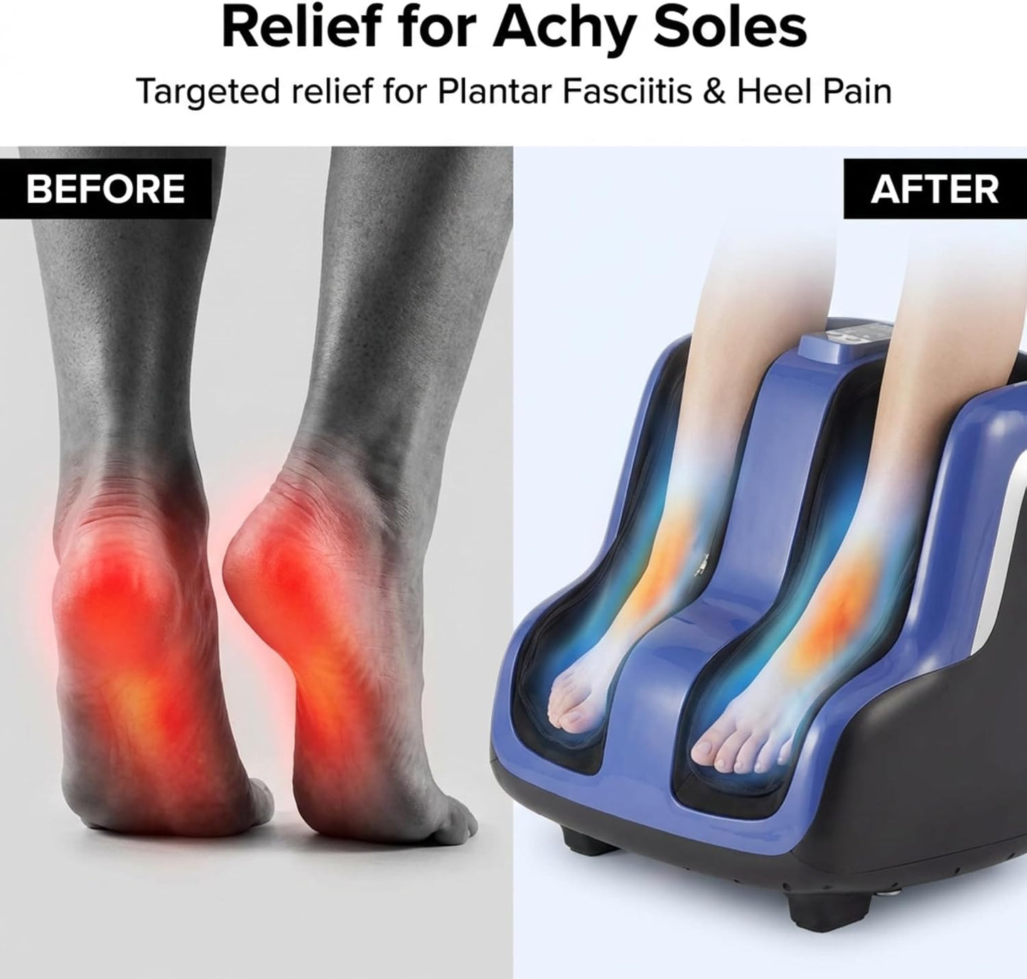 Human Touch Reflex5s Foot and Calf Massager - HSA Approved for Stress & Plantar Fasciitis Relief + Kneading & Compression for Circulation Support - 1 Year Warranty - Fits Women & Men Size 12