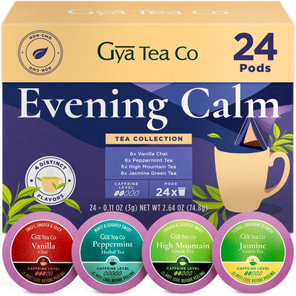 Gya Tea Co Purely Herbal Tea Pod Collection Gift Set (16 Count) - Different Flavors Assorted Variety Pack