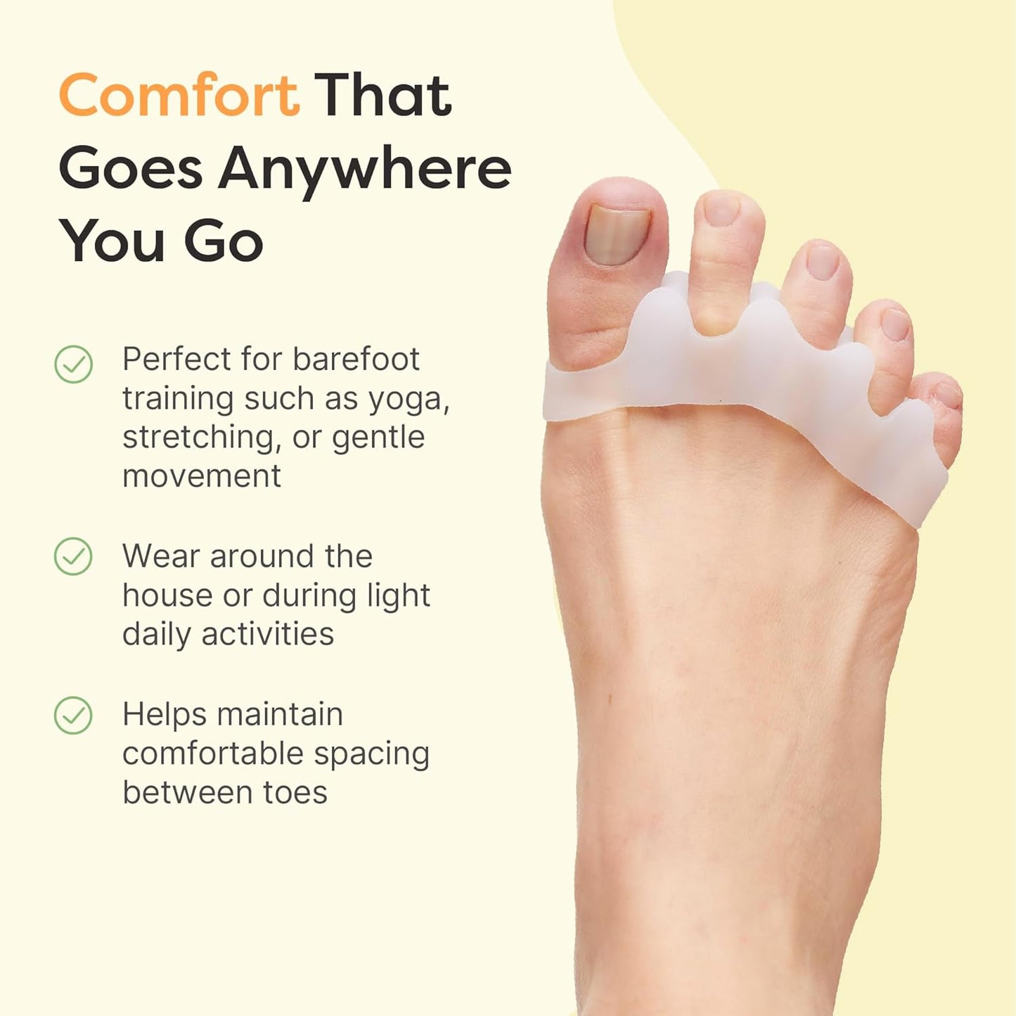 ZenToes Silicone Toe Spacers and Separators for Correct Toe Alignment, Bunion Relief, Hammertoe Straightener, Gel Orthopedic Corrector – 1 Pair (Black)