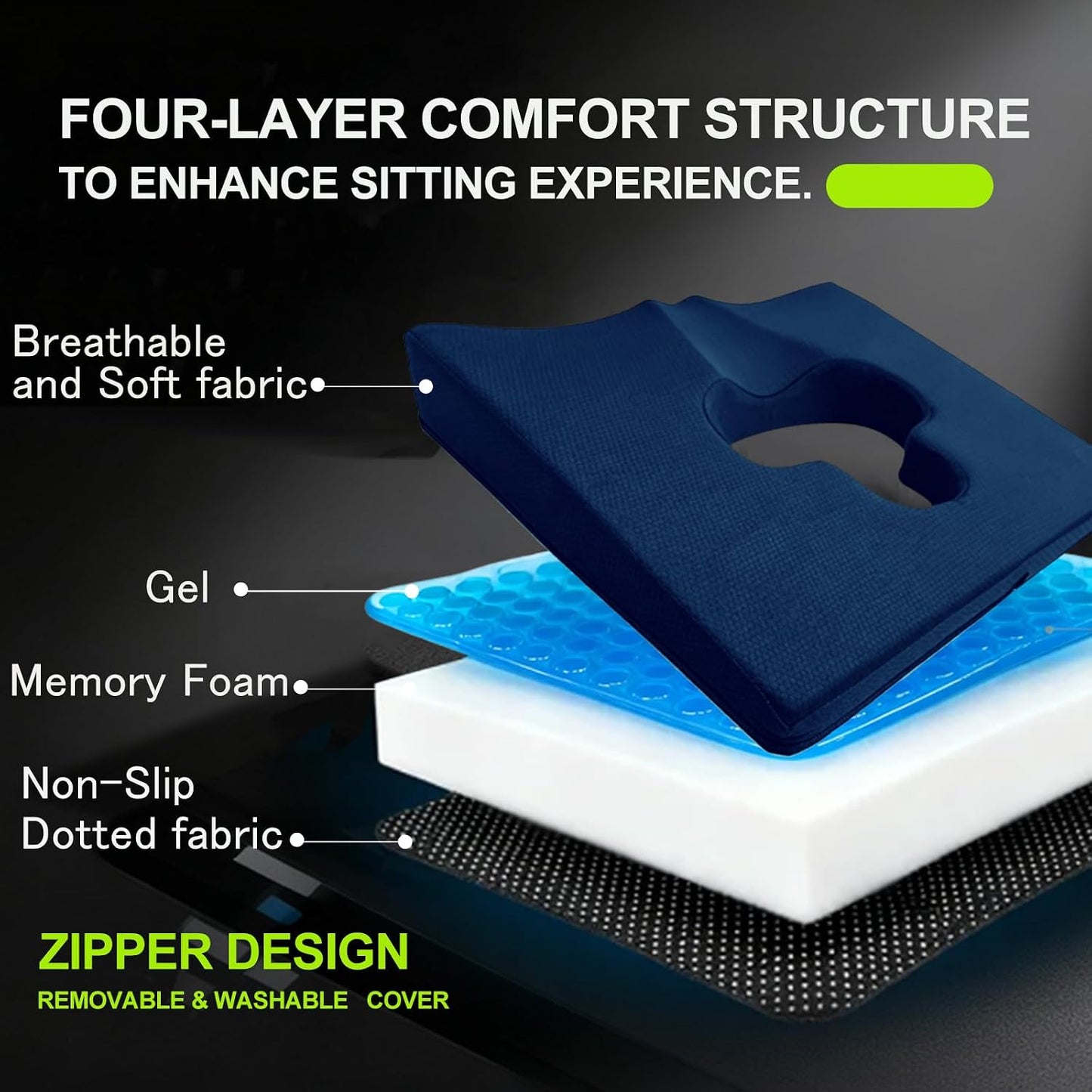 Gel Wheelchair Seat Cushion,Bed Sore Cushions for Butt,Gel Cushion for Pressure Relief,Donut Pillow for Tailbone Pain Relief,Sciatica,Coccyx,hemorrhoid Pillow,Cushion for Office Chair(Blue)